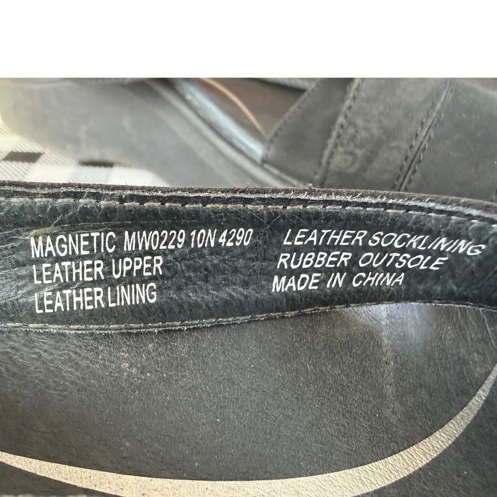 Abeo B.I.O.system Magnetic‎ Black Leather Strappy Platform Sandals Womens 10N